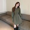 2024 nueva versión coreana de primavera y verano camisa dulce y fresca de manga larga con cuello POLO diseño para mujer camisa delgada a la cintura tipo vestido