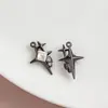 [Brilhante Galáctico] Pingente de Diamante Liga Estrela de Quatro Pontas Brincos Colar Chaveiro Acessórios de Joia DIY Feitos à Mão