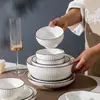 Conjunto de Louça para Uso Doméstico, Louça Moderna Simples, Tigelas e Pratos de Cerâmica, Tigela Única e Hashis da Moda, Novo Estilo