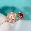 Aretes Anillo Flor de Rosa Chapados en Oro Rosa Creativo Transmisión en Vivo Más Vendido Set de Anillos Aretes de Rosa Amor