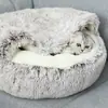 Nido de Mascota Semi-Cerrado Invierno Punto C Cálido Cerrado para Gato Nido para Perro Nido de Gato de Felpa con Forma de Concha