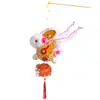 Linterna del Festival de Mediados de Otoño Tejido de Bambú Linterna Conejo de Jade Volador Kit de Manualidades DIY para Niños Linterna de Conejo Portátil Estilo Antiguo
