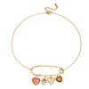 Diseño Silencioso y Elegante, Estilo Resort Acero Inoxidable Dorado de 18K Goteo de Aceite con Estrella de Diamante Rosa Corazón Rosa Goteo de Aceite Collar Joyería