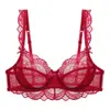 Conjunto de Sutiã Respirável com Renda Transfronteiriça, Estilo Puro Desejo, Com Aro, Sutiã Minimizer para Seios Grandes, Estilo Francês, Push-Up, Lingerie de Tamanho Grande