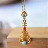 Venta Caliente Colgante Pipa Personalizado con Turquesa Incrustada Rojo Sur Lao Tailandés Colgante Arpa Cadena para Clavícula de Temperamento