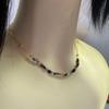 Collar de turmalina natural chapado en cobre, cadena de oro de 18 quilates, cadena de clavícula colorida, collar sencillo y a la moda que combina con todo.