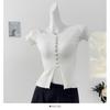 Top de Malha Roxo de Manga Curta Ajustado de Um Ombro, Estilo Hot Girl Outono, Look Emagrecedor, Puro Desejo, Único, Versátil, Curto, Sem Costas