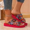 Hebilla de cinturón grande de comercio exterior europeo y americano, pantuflas de fondo de espuma ligera para mujer, para uso transfronterizo, sandalias de playa con graffiti colorido