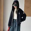 Jaqueta corta-vento baseball casual com capuz grande para crianças e meninas, conjunto de moletom cardigã de outono, roupas de outono transfronteiriças