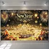 Tela de fondo para Año Nuevo 2027 transfronteriza, decoración de ambiente festivo para fiesta de Nochevieja europea y americana, banner fotográfico de tela colgante