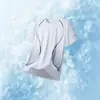 Camiseta de seda gelada de manga curta para verão masculina, esportes fitness secagem rápida respirável fina solta elástica gola redonda top