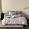 Juego de Cama de Lujo de Alta Gama Clase A de Algodón de Fibra Larga Satinado de Cuatro Piezas Sábana de Algodón Puro Funda de Edredón Juego de Ropa de Cama