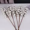 Amazon transfronterizo nuevo artificial de 4 ramas, 6 cabezas bola de cristal de granada para boda y decoración del hogar, flores artificiales de frutos rojos transfronterizas