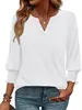 Amazon Transfronterizo Cuello en V Pequeña Abertura Manga Larga Top para Mujer Elástico Fruncido Puños con Volantes Holgado Casual Camiseta