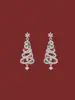 Atmósfera Navideña Llena de Pendientes de Diamante, Árbol de Navidad Pequeño y Exquisito de Aceite Esmaltado Goteando, Cascabeles de Navidad, Pendientes de Copo de Nieve