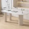Escritorio de roca de lujo ligero para uso doméstico en espacios pequeños, escritorio de computadora de oficina moderno minimalista, escritorio y silla de dormitorio estilo crema blanco puro
