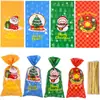 Bolsa de Embalaje para Dulces Navideños Transfronteriza Bolsa de Regalo de Santa Claus Copo de Nieve Bolsillo Plano OPP para Empaque de Galletas