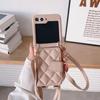 Adecuado para Samsung Flip5, funda de teléfono Flip 4, funda de cuero de moda, bandolera a cuadros, FLIP3, plegable, protección para máquina, nuevo