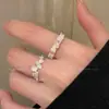 Luz Suave en las Yemas de los Dedos~Anillo Abierto Apilable con Piedra Ojo de Gato en Forma de Corazón para Mujer, Anillo para Dedo Índice de Diseño Nicho con un Toque de Alta Gama