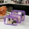 Bolsa de maquillaje de PVC transparente, impermeable, gran capacidad, bolsa de viaje para maquillaje y artículos de tocador, bolsa portátil para almacenamiento de cuidado de la piel, múltiples colores