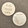 Los más vendidos de Amazon Hello World Accesorios para Fotos de Bebé Tarjeta Conmemorativa de Madera Fichas de Madera para Hitos de Crecimiento