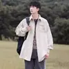 Camisa a Cuadros Estilo Chanel para Hombre Primavera y Otoño Estilo Japonés Retro Estilo Universitario Suelta Casual Camisa de Manga Larga Abrigo Sentido de Alta Gama