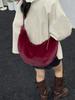 2025 Nuevo Otoño e Invierno Bolso Cruzado Casual Japonés y Coreano Color Caramelo Moda Bolso Dumpling Textura Imitación Minka Bolso de Axila