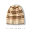 Nuevo Gorro de Cachemir Tejido para Mujer Otoño/Invierno 2024, Gorro de Moda Grueso Cálido Jacquard, Gorro de Cachemir de Bloques de Color, Versátil