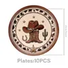 Decorações de Festa de Aniversário de Menino Cowboy Ocidental Marrom Cruzado Conjunto Descartável de Louças de Festa Toalha de Mesa