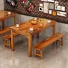 Mesas y sillas de hotel de madera maciza carbonizada, mesas y sillas de restaurante de comida rápida, mesas y sillas de tienda de fideos, bocadillos, restaurante de barbacoa y hot pot, combinación de mesa y silla de comedor comercial