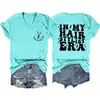 En Mi Época de Estilista de Cabello Amazon Ebay Sitio Independiente Camiseta Casual de Moda para Mujer con Cuello en V y Mangas Cortas