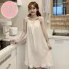 Camisón de verano de algodón para mujer, estilo francés, sexy con copas en el pecho, estilo palacio, dulce ropa de casa para dormir en verano