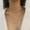 Estilo Bohemio Transfronterizo Europeo y Americano Cadena Plana Apilada Gargantilla Europea y Americana Moda Femenina de Moda Cadena de Metal con Forma de Hoja Collar