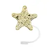 Tapa de pajilla acrílica transfronteriza tapa antipolvo imitación metal funda de pajilla de goma blanda café de estrella caricatura cubierta antipolvo de silicona en stock