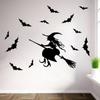 Adesivos de Parede Removíveis Transfronteiriços Bruxa de Halloween Vassoura Criativa Pintura de Decoração de Fundo para Quarto Infantil