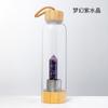 Taza de Energía de Cristal Donghai Cristal Natural Pilar de Seis Puntas de Punta Única Cubierta de Bambú Vaso Botella Deportiva de Agua de Vidrio con Laca Taza de Té