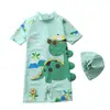 Novo Maiô Europeu e Americano Transfronteiriço Infantil para Meninos, Fofo Dinossauro Color Block para Piscina Quente Praia Peça Única Conjunto de Duas Peças