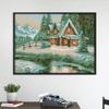 Feliz 99 Ponto Cruz Casa na Neve à Beira do Lago Quarto Paisagem Exquisita Pintura Bordada Pintura Decorativa Artesanato em Tecido Pintura Bordada em Seda