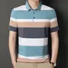 2024 Verano Nueva Camisa Polo Ligera de Negocios Camiseta de Alta Calidad para Hombre con Rayas Marca Americana de Moda Cuello