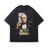 Tkpa Camiseta Casual de Manga Corta para Hombre de Estilo Europeo y Americano High Street Vintage Retro Lavado Viejo Banda de Rock Holgada