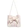 Bolsa de Lona con Lazo de Nuevo Estilo Coreano Dulce y de Moda de Gran Capacidad Bolsa Tote para Ir a Clase Bolso de Hombro para Mujer