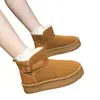 Botas de neve femininas com sola grossa, novo estilo inverno 2026, casuais, que aumentam a altura, botas curtas, forradas com fleece, espessadas para aquecimento, sapatos de algodão estilo nordestino