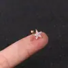 Varilla de Acero Inoxidable de 1.2*6mm Corona de Zirconia Microincrustada Tornillo para Hélice de Oreja Bola Pendientes de Moda Joyería para Piercings