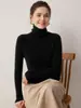 Suéter de cachemira para mujer, 100% cachemira pura, prenda de alta calidad, cuello alto, corte ajustado, suéter de punto, top base ajustado
