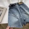 Shorts de Mezclilla de Pierna Ancha para Mujer 2025 Verano Modernos Versátiles Nuevos Rasgados Sueltos Adelgazantes de Cintura Alta de Longitud Media Modernos