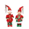 Decorações de Natal Boneco Elfo de Pernas Longas Tecido Vermelho e Verde Boneco Elfo Palhaço Masculino e Feminino Estátua Enfeites