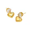 Brincos de Aço Inoxidável de Alto Padrão Venda Quente Transfronteiriça Amor Brilhante Dourado Pingente de Zircônia Brincos de Aço Titânio Brincos
