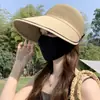 Chapéu de pescador de algodão e linho estilo japonês para mulheres, novo modelo de verão com tira preta, plissado, para proteger do sol, design artístico vintage, faz o rosto parecer menor, chapéu de proteção solar