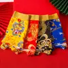 Calzoncillos tipo bóxer para hombre de algodón puro con estampado de dragón dorado, marca de moda, patrón de dragón amarillo, ropa interior de personalidad juvenil
