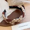 Diadema de Punto Retorcido para Otoño e Invierno con Bordes Anchos y Corona Alta, Accesorio para el Cabello de Diadema de Gama Alta Retro Francés Color Café Melado